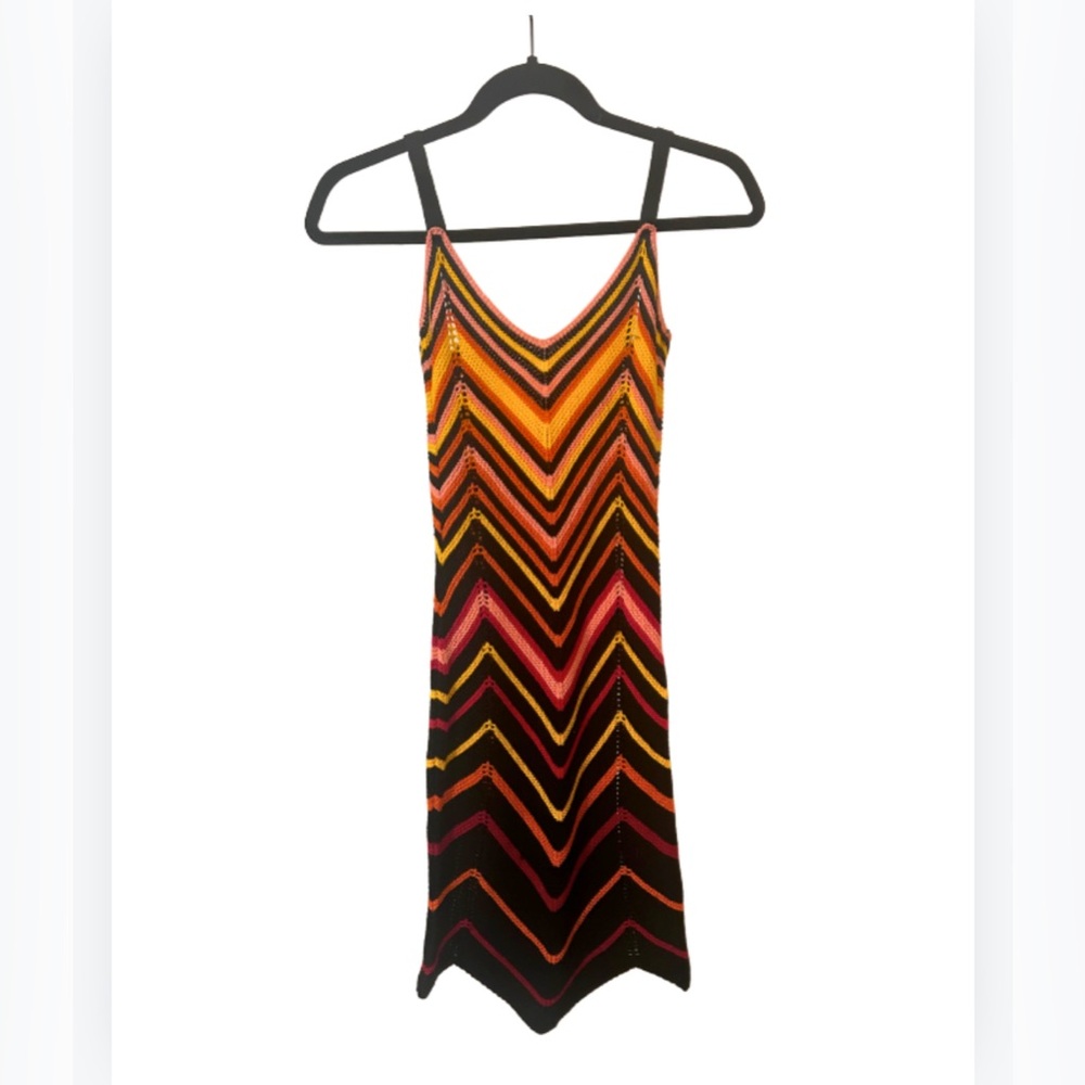 Nasty Gal Crochet Knit Color Block Mini Dress | Size 2 (XS/S)